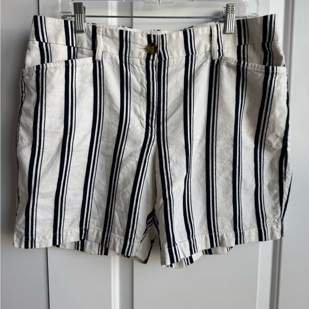 Lands' End Striped Linen Blend Shorts - Size 10